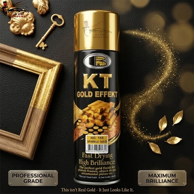 Picture of Bosny KT Gold Effect Spray paint, Bosny 185 KT Gold Effect Spray Paint, Bossy KT Gold Effect 185 Sparkle Gold Spray Paint, Bosny KT Gold Spray paint, Bosny, KT Gold, Spray Paint, Paint 