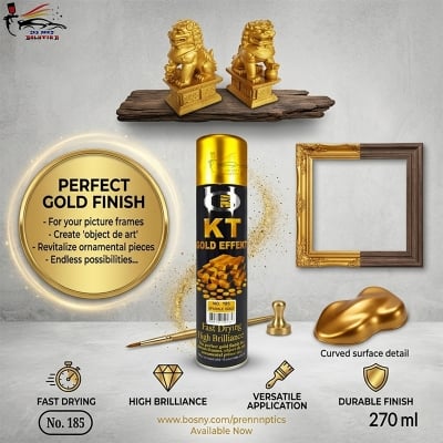 Picture of Bosny KT Gold Effect Spray paint, Bosny 185 KT Gold Effect Spray Paint, Bossy KT Gold Effect 185 Sparkle Gold Spray Paint, Bosny KT Gold Spray paint, Bosny, KT Gold, Spray Paint, Paint 