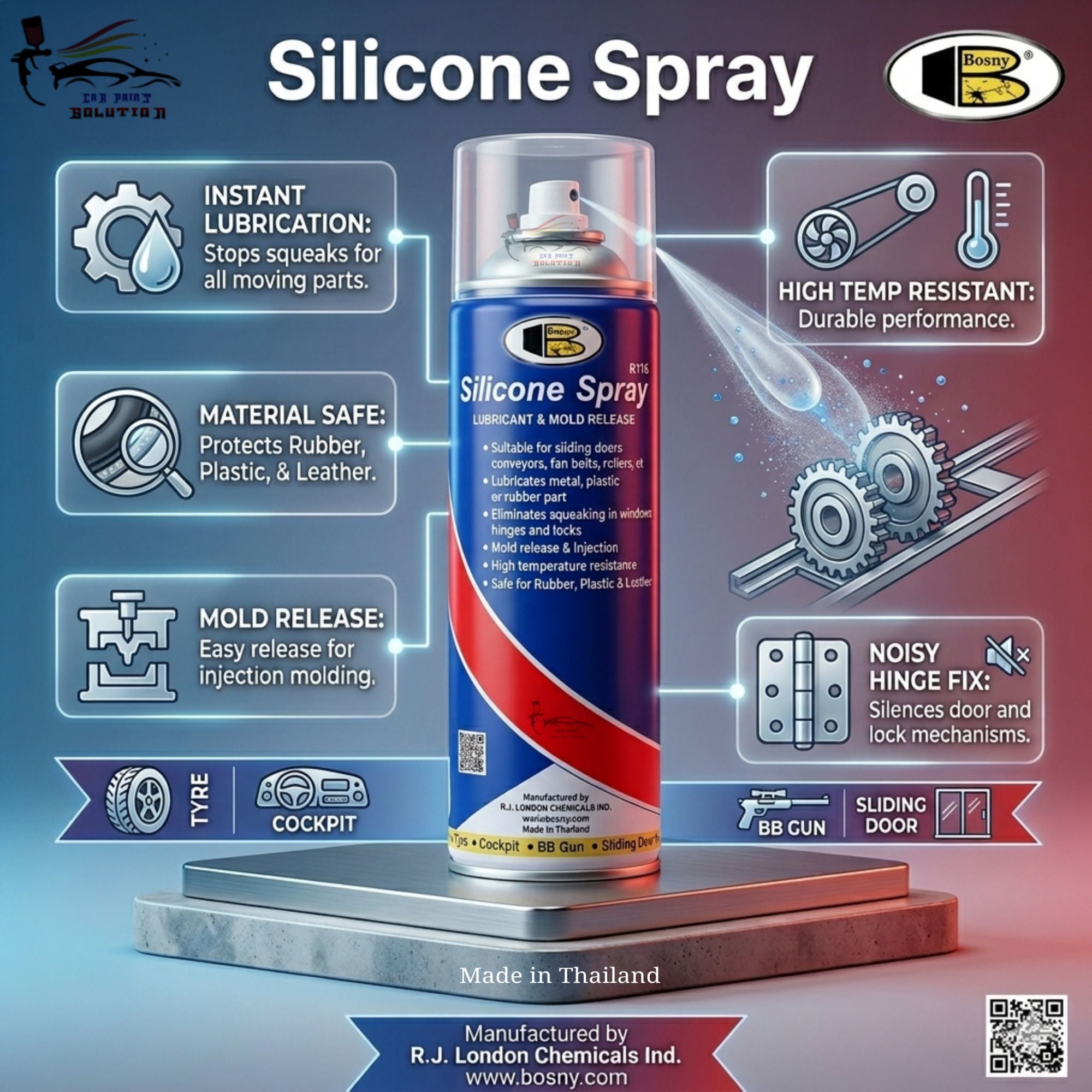 Picture of Bosny Silicone spray paint type, Bosny silicone spray 500 ml, Silicone Spray