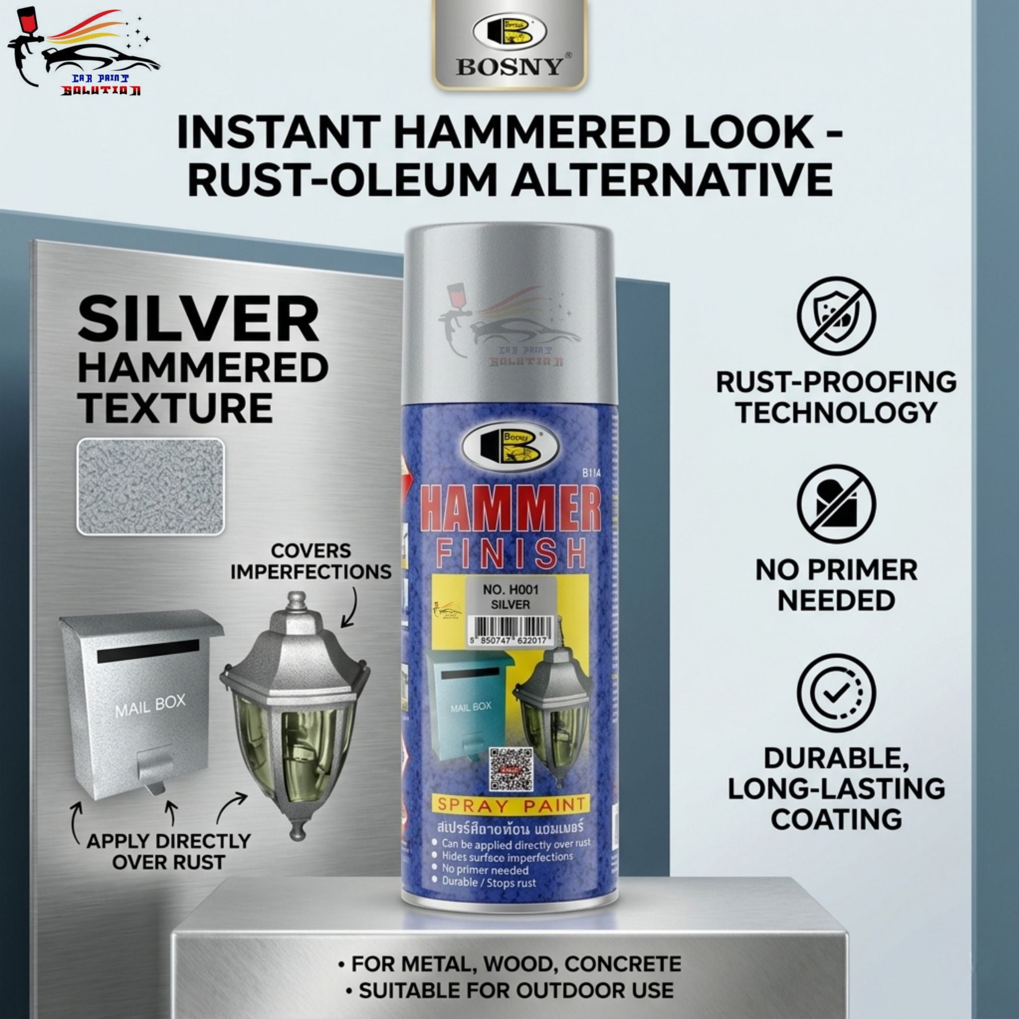 Picture of Bosny Hammer Finish Spray Paint For Painting, Bosny Green/Blue/Silver/Black Hammer Finish Spray Paint, Bosny Hammer Finish, Spray Paint, Paint, Bosny,  Hammer Finish Color, Bosny H001, H002, H003/H004/H005