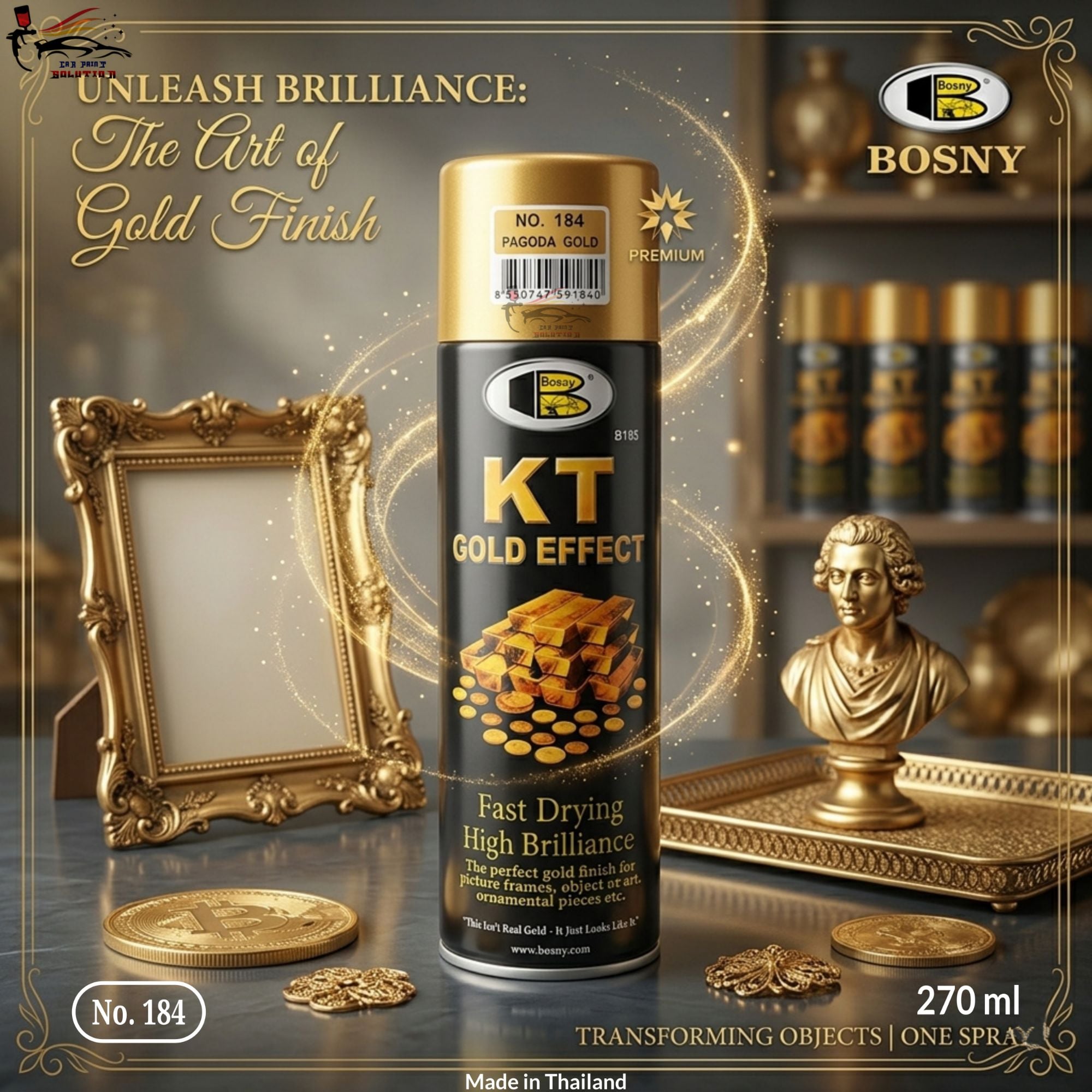 Picture of Bosny KT Gold Effect Spray paint, Bossy KT Gold Effect 184 Pagoda Gold Spray Paint, Bosny KT Gold Spray paint, Bosny, KT Gold, Spray Paint, Paint