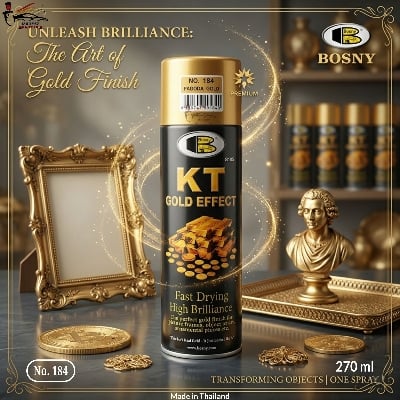 Picture of Bosny KT Gold Effect Spray paint, Bossy KT Gold Effect 184 Pagoda Gold Spray Paint, Bosny KT Gold Spray paint, Bosny, KT Gold, Spray Paint, Paint