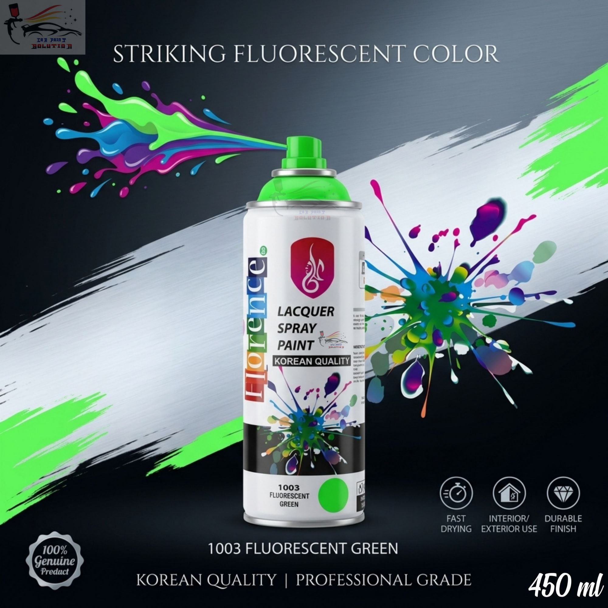 Picture of Florence Spray Paint Fluorescent Green Color, Florence 1003 Fluorescent Green Spray Paint, Spray Paint, Florence, Fluorescent Green Color Spray Paint, Paint, Fluorescent Green