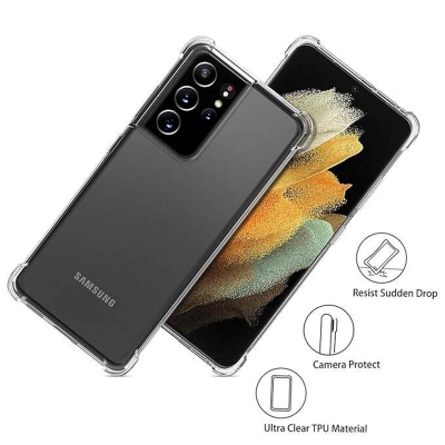 Picture of Samsung Galaxy S21 Ultra Transparent Clear Slim Soft TPU Cover With Bumper