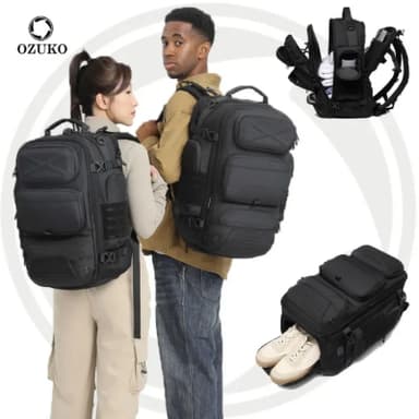 Picture of Ozuko 9842L Waterproof Outdoor Tactical Backpack Durable Business Laptop Bag With USB Charging Port Hiking Travel Bag for Men