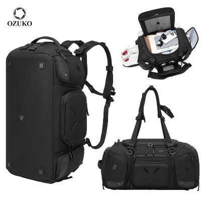 Picture of OZUKO 9834 46L Large Capacity Waterproof Men's Travel Backpack Stylish Sport Duffle Overnight Trip Weekender Shoe Compartment
