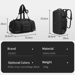 Picture of OZUKO 9834 46L Large Capacity Waterproof Men's Travel Backpack Stylish Sport Duffle Overnight Trip Weekender Shoe Compartment