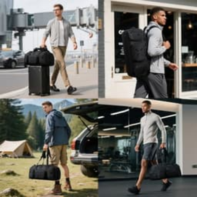 Picture of OZUKO 9834 46L Large Capacity Waterproof Men's Travel Backpack Stylish Sport Duffle Overnight Trip Weekender Shoe Compartment