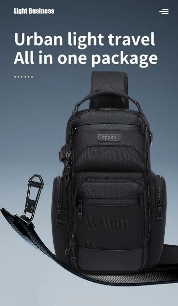 Picture of OZUKO 9805 Anti-thief Lightweight Chest Bag Fashion Sports Casual Crossbody Large Capacity Smart Backpack For Men