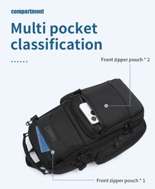 Picture of OZUKO 9805 Anti-thief Lightweight Chest Bag Fashion Sports Casual Crossbody Large Capacity Smart Backpack For Men