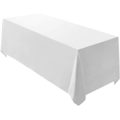 Picture of Rectangular Polyester Tablecloth – 90 × 132 in-White