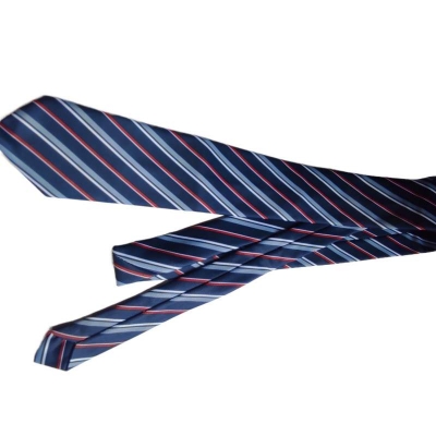 Picture of Men’s Navy Blue Striped Silk Tie-Blue