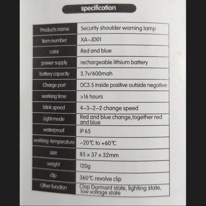 Picture of Rechargeable Mini LED Shoulder Warning Strobe Light-Blink light