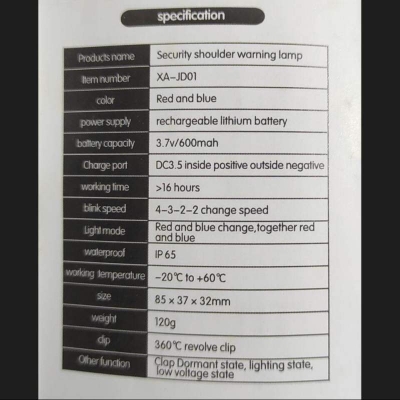 Picture of Rechargeable Mini LED Shoulder Warning Strobe Light-Blink light