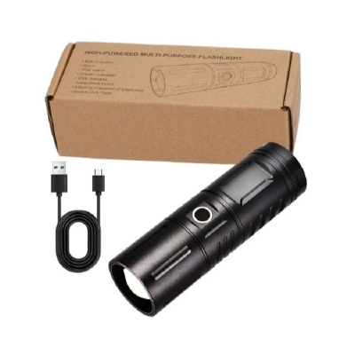 Picture of Ultra-Bright Rechargeable Zoom LED Flashlight – 20,000 mAh, 3 Modes + SOS-Black