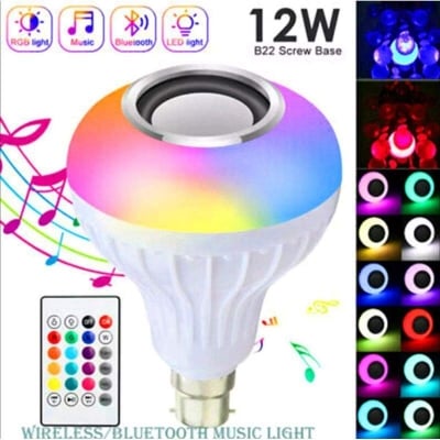 Picture of 12W RGBW E27 Music RGB Color Changing Light Bulb Bluetooth Speaker Multicolor Decorative Bulb with Remote Control for Party Home-Multicolor