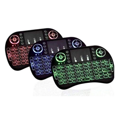 Picture of i8-B Wireless Backlit Mini Keyboard With Touch-pad RGB Keyboard- Black-Black