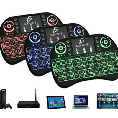 Picture of i8-B Wireless Backlit Mini Keyboard With Touch-pad RGB Keyboard- Black-Black