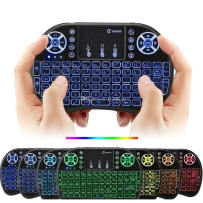 Picture of i8-B Wireless Backlit Mini Keyboard With Touch-pad RGB Keyboard- Black-Black
