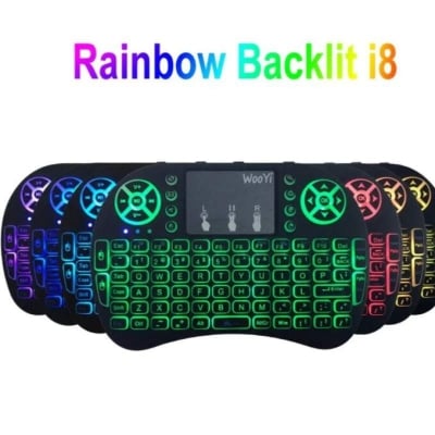 Picture of i8-B Wireless Backlit Mini Keyboard With Touch-pad RGB Keyboard- Black-Black