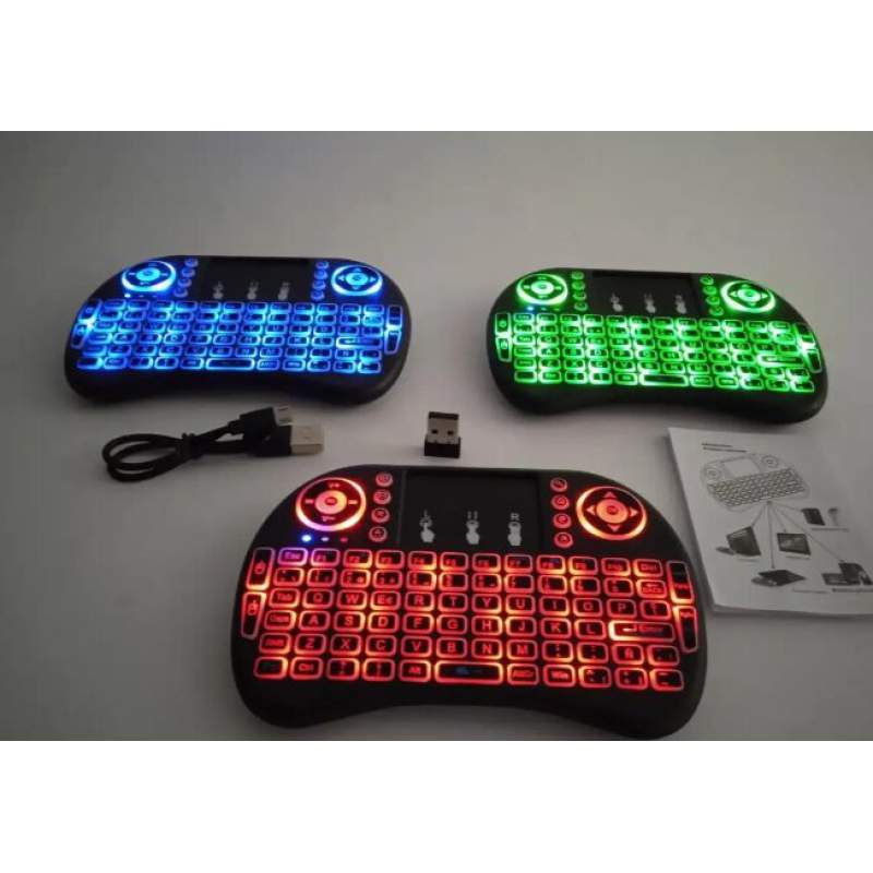 Picture of i8-B Wireless Backlit Mini Keyboard With Touch-pad RGB Keyboard- Black-Black