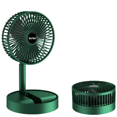 Picture of rechargeable Electric Fan Mini Foldable Telescopic Fan Low Noise Portable Folding Telescopic Small Desktop Fan-Green