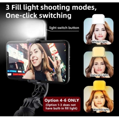 Picture of Q07 Selfie Stick Foldable Mini Tripod with Fill Light Bluetooth Remote Shutter Retractable Rod for Phone (100cm)-Black