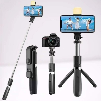 Picture of S10S (100cm) Bluetooth Integrated Selfie Stick with Light and Bluetooth Remote Control-Black