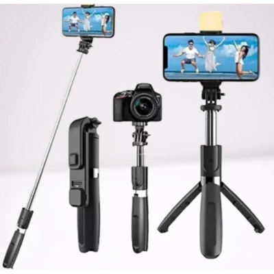 Picture of S10S (100cm) Bluetooth Integrated Selfie Stick with Light and Bluetooth Remote Control-Black