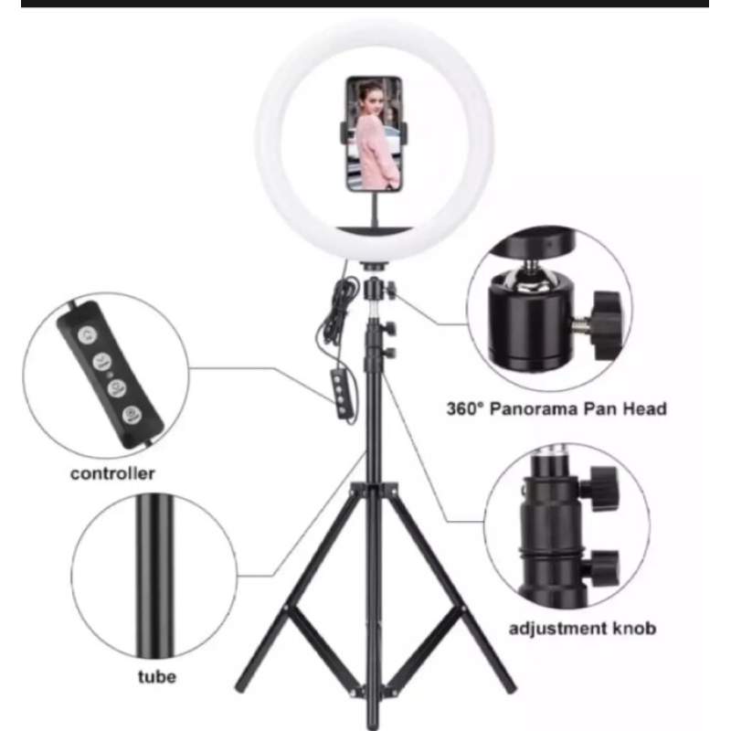 Picture of 14 Inch LED Dimmable Selfie Ring Light with Aluminum Alloy Tripod Stand for Live Stream/Tiktok/Facebook Live/ YouTube and Photography-14 inche