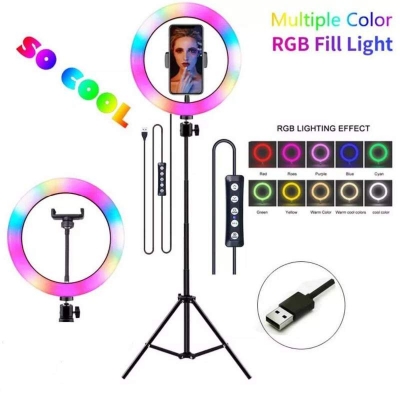 Picture of 12" RGB LED Soft Ring Light with Tripod Stand for Photography Makeup YouTube Video Shooting Selfie-RGB 12 inches