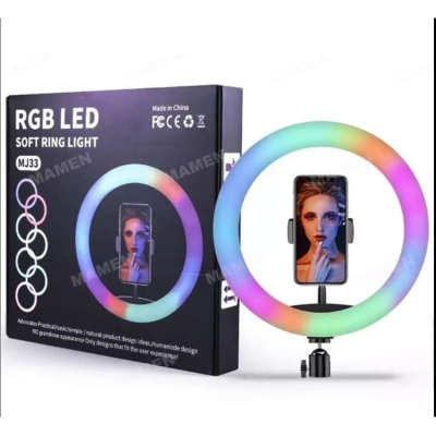 Picture of 12" RGB LED Soft Ring Light with Tripod Stand for Photography Makeup YouTube Video Shooting Selfie-RGB 12 inches