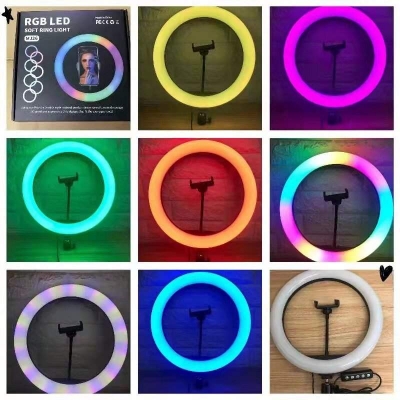 Picture of 12" RGB LED Soft Ring Light with Tripod Stand for Photography Makeup YouTube Video Shooting Selfie-RGB 12 inches