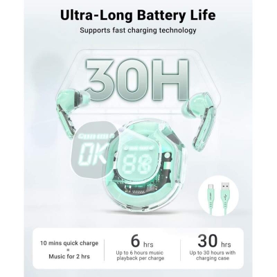 Picture of Ultrapods Pro True Wireless Earbuds with Display Transparent Design, Bluetooth 5.3 Water Proof by Dreamy DeaLs-Multicolor
