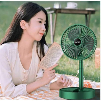 Picture of rechargeable Electric Fan Mini Foldable Telescopic Fan Low Noise Portable Folding Telescopic Small Desktop Fan