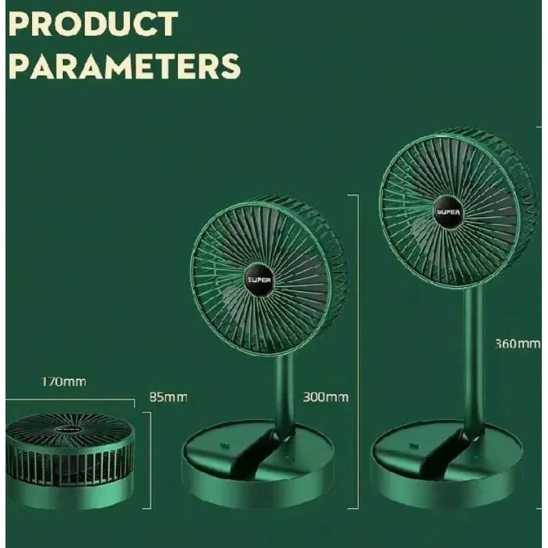 Picture of rechargeable Electric Fan Mini Foldable Telescopic Fan Low Noise Portable Folding Telescopic Small Desktop Fan
