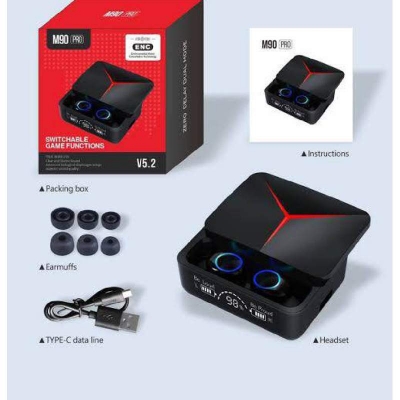 Picture of M90 Pro TWS Earphones HD Voice Noise Cancelling Earbuds-Black