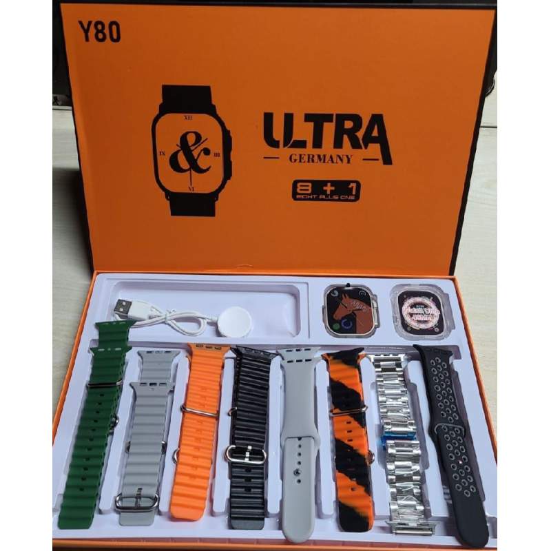 Picture of Y80 Ultra Smart Wireless Charging Watch 8 Straps-Multicolor