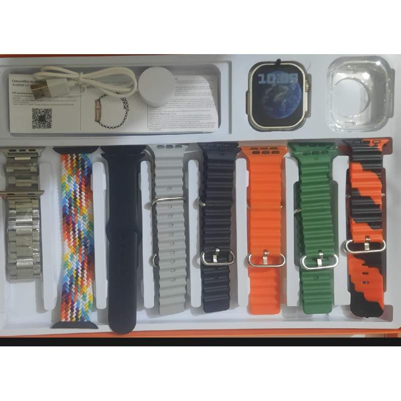 Picture of Y80 Ultra Smart Wireless Charging Watch 8 Straps-Multicolor