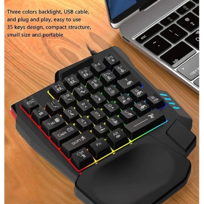 Picture of One Handed Gaming Keyboard Mini Gaming Keyboard Half Keyboard Gaming RGB Gaming Keyboard With 35 Keys Portable Keyboard-Black