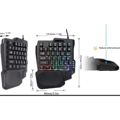 Picture of One Handed Gaming Keyboard Mini Gaming Keyboard Half Keyboard Gaming RGB Gaming Keyboard With 35 Keys Portable Keyboard-Black