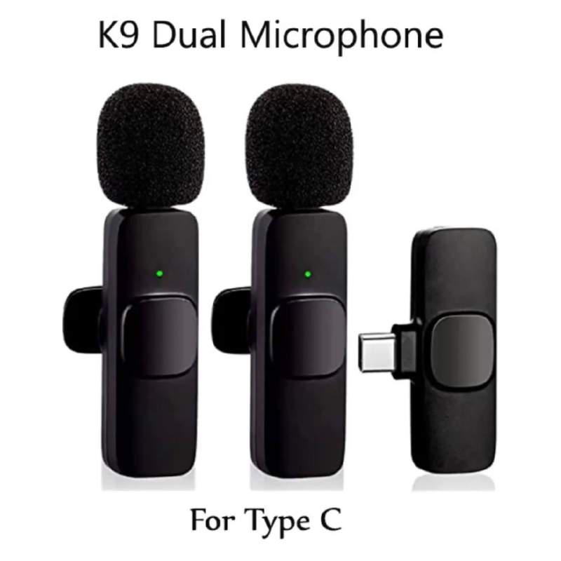 Picture of K9 Wireless Dual Microphone Professional Lapel Lavalier Microphone Remove Noise For Typ c