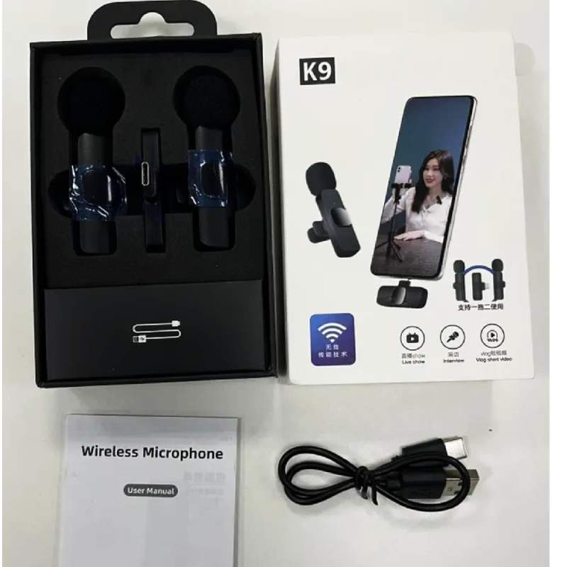 Picture of K9 Wireless Dual Microphone Professional Lapel Lavalier Microphone Remove Noise For Typ c