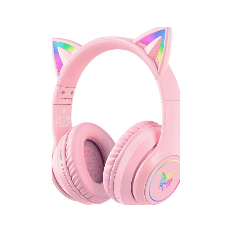 Picture of CAT STN-28 Over Ear Music Headset Glowing Ear Headphones Foldable Wireless BT5.0 Earphone with Mic AUX IN TF Card MP3 Player Colorful LED Lights for PC Laptop Computer Mobile Phone-Multicolor