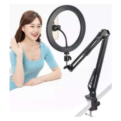 Picture of Overhead Video Stand with 10 inch Ring Light and Phone Mount for Drawing, Cooking Video, Facebook, YouTube Live Streaming