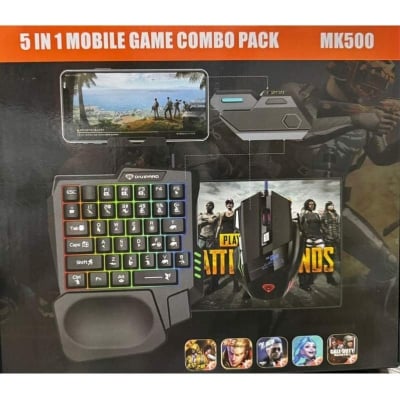 Picture of PUBG Gaming Combo Set – One Hand Keyboard + Gaming Mouse + Converter + Mobile Stand + Mouse Pad (5 in 1 Set)-Multicolor