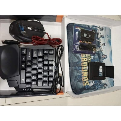 Picture of PUBG Gaming Combo Set – One Hand Keyboard + Gaming Mouse + Converter + Mobile Stand + Mouse Pad (5 in 1 Set)-Multicolor