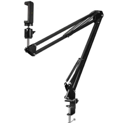 Picture of Overhead Video Stand Tripod Phone Holder Articulating Arm Phone Mount ChromLives Table Top Scissor Arm Stand Tablet Arm Holder for Phone,Live Streaming,Baking,Crafting,Videos and More Tripod-Black