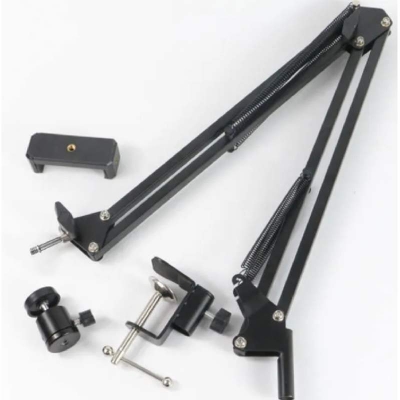 Picture of Overhead Video Stand Tripod Phone Holder Articulating Arm Phone Mount ChromLives Table Top Scissor Arm Stand Tablet Arm Holder for Phone,Live Streaming,Baking,Crafting,Videos and More Tripod-Black