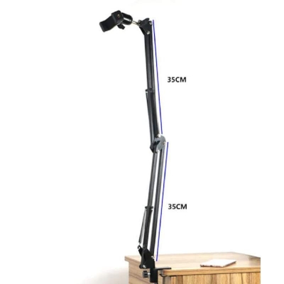 Picture of Overhead Video Stand Tripod Phone Holder Articulating Arm Phone Mount ChromLives Table Top Scissor Arm Stand Tablet Arm Holder for Phone,Live Streaming,Baking,Crafting,Videos and More Tripod-Black